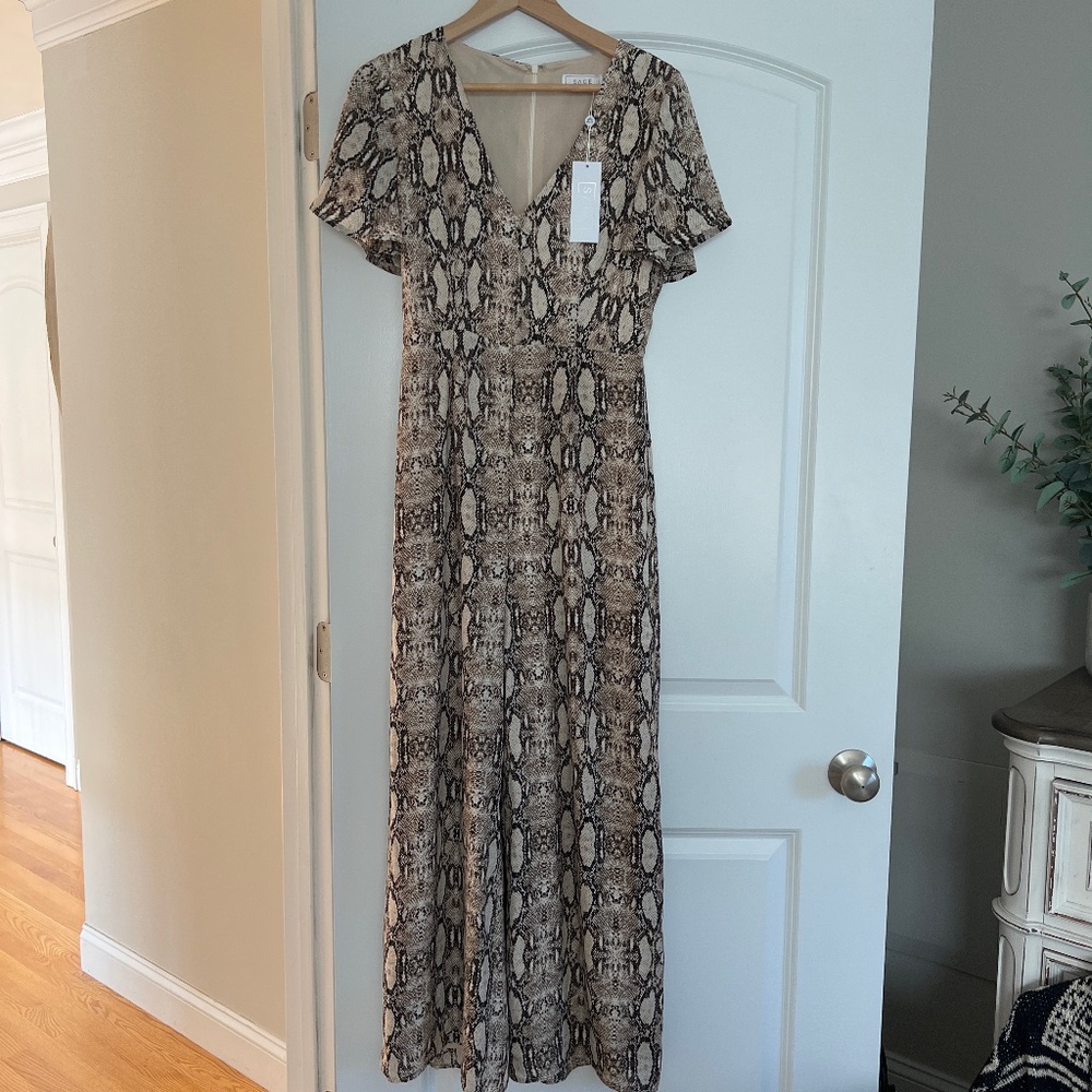 Beige snake print jumpsuit